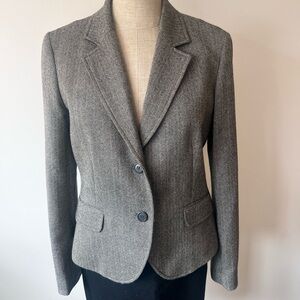 J. Crew size 8 Wool Herringbone Lined Two Button Blazer with Pockets Super 110s